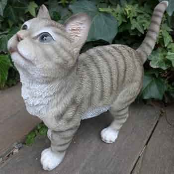 Amazon.co.jp: 猫の置物 グレーの猫 9595H キャット