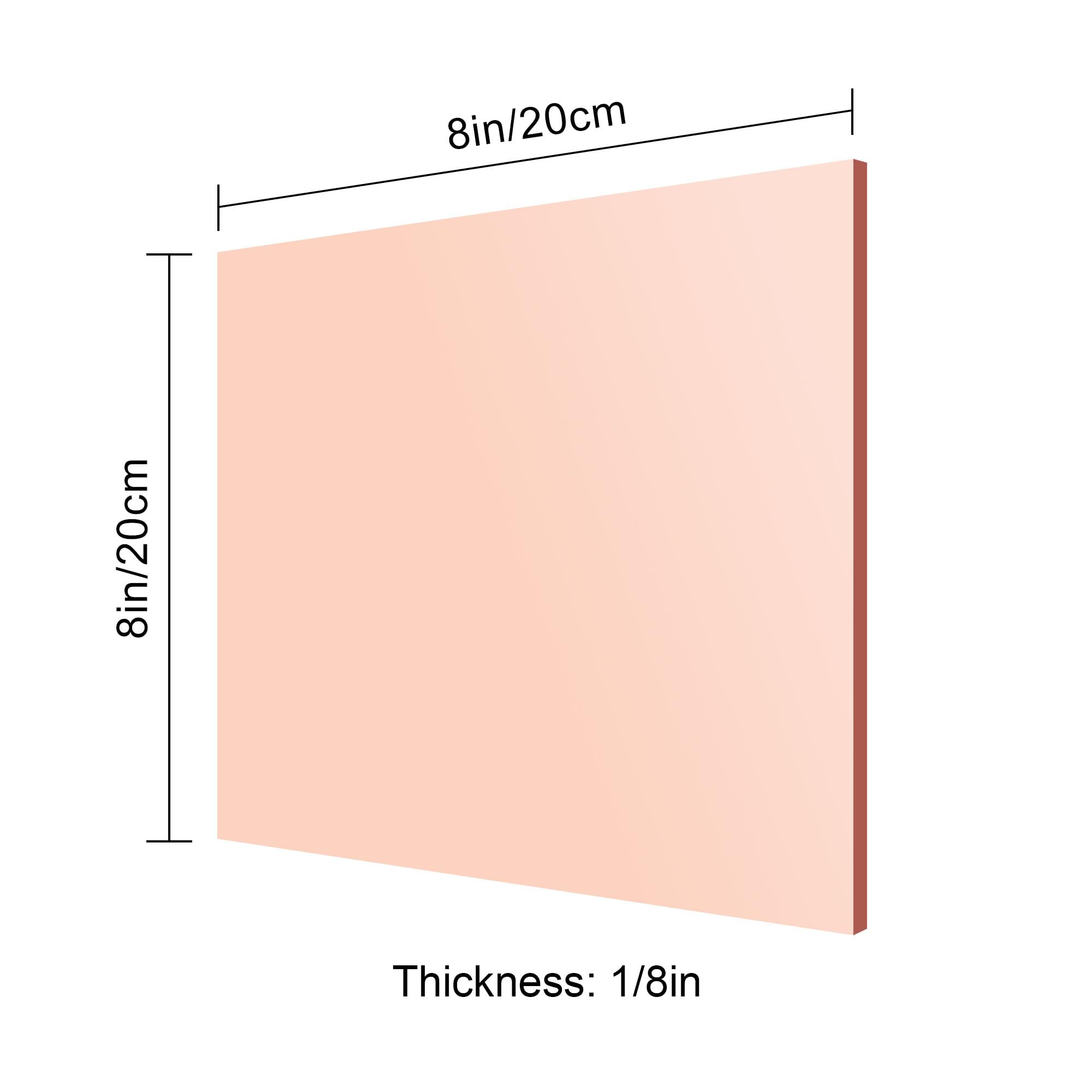 Rose Gold Mirror Acrylic Sheets - 6 Pack, 8x8" -6