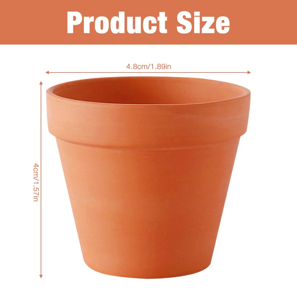 HIULLEN 24 Pcs Terracotta Plant Pots, 4.8cm Tiny Terracotta Pots, Small Mini Clay Pots with Drain Hole - Image 2