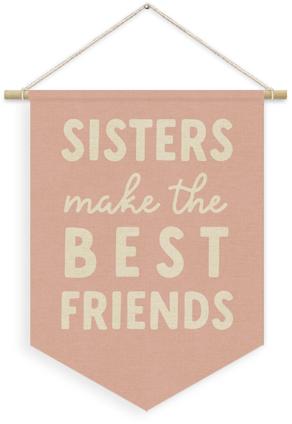 XYDEG Girls Room Decor, Sisters Make the Best Friends Linen Canvas Banner, Pink Preppy Girly Wall Hanging Pennant Flag Banner for Girls Nursery Kids Toddler Room Bedroom Dorm Decor, 15x11in
