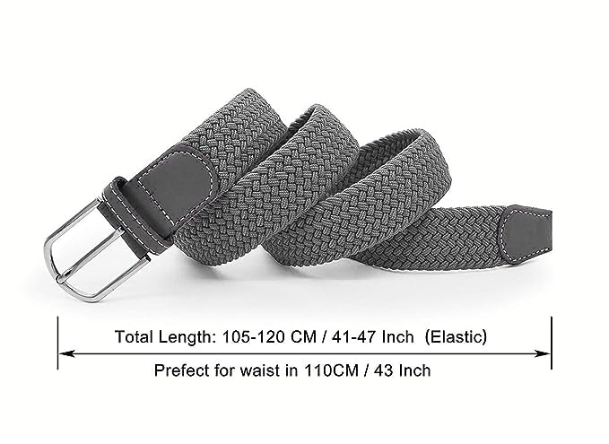 Image of Harcos Stretch Belt Men, Men's Woven Braided Web Belt for Golf Casual Pants Shirts Jeans