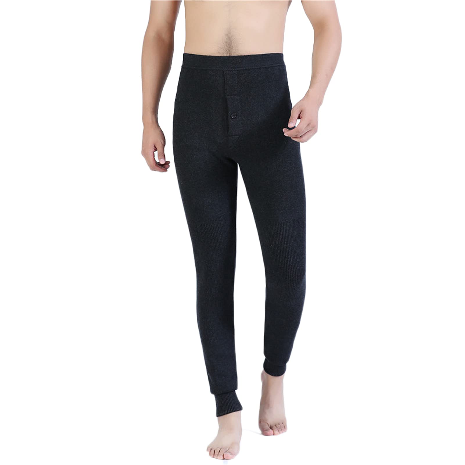 Pantaloni termici in pile da uomo biancheria intima Elasticità a vita alta pesante inverno caldo foderato lunghi Leggings pantaloni della