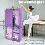Dance Garment Bag, Universal Fits Non-Woven Fabric PVC Garment Costume Storage Bags Clothes Covers with 3 Transparent Pockets for Kids Hanging Clothes to Store Dresses Uniforms (Purple)