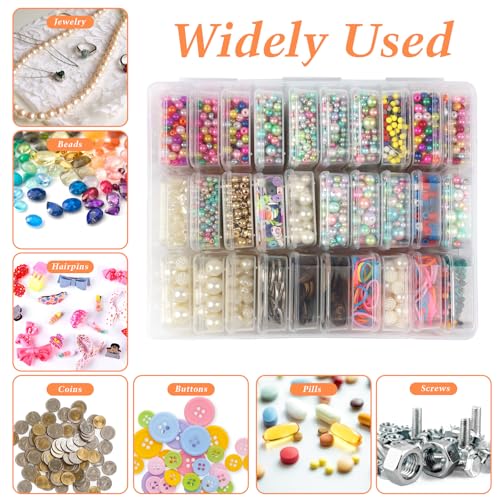 Urker 30 Stk Aufbewahrungsbox Klein 5.5x5.5x2cm und 1 Stk Große Aufbewahrungsboxen mit Deckel, Kleine Sortierbox aus Klarem Kunststoff, Sortierboxen für Kleinteile Perlen Schmuck Pillen