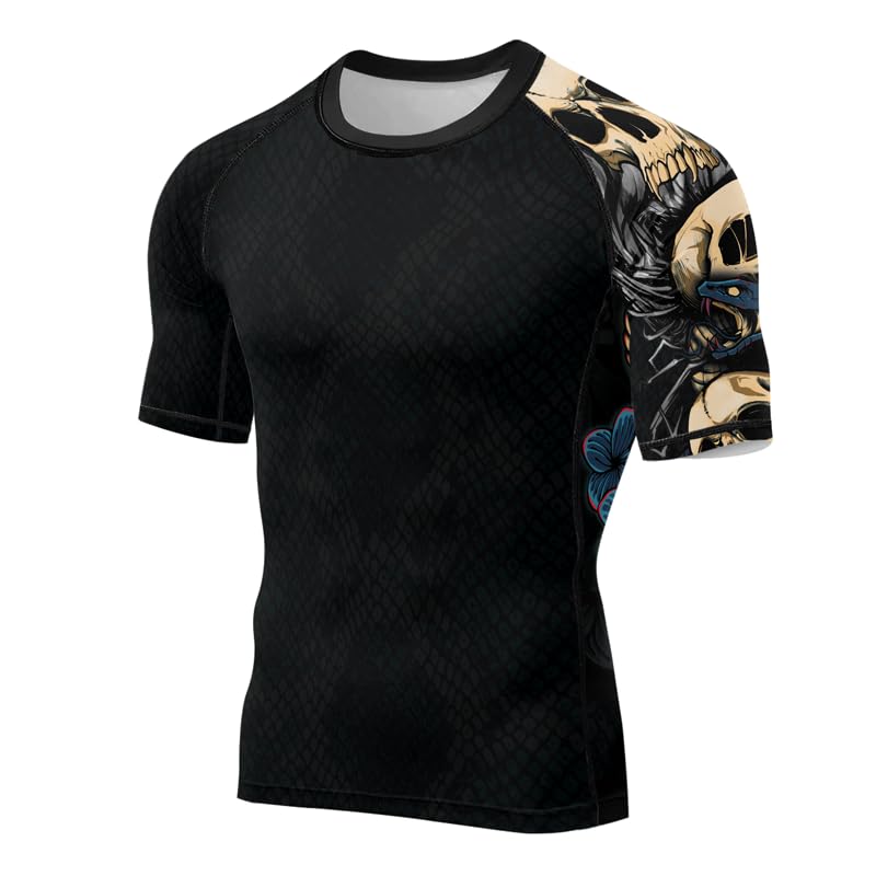 Snake Mens Short Sleeve Compression Shirt Baselayer Skin Performance Fit Rash Guard MMA BJJ Jiu Jitsu Muay Thai2