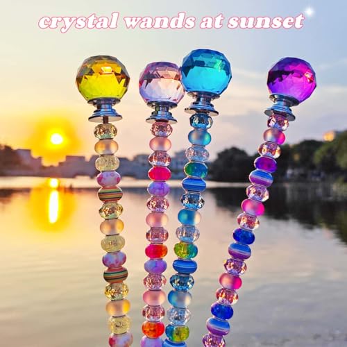 255Pcs Fairy Wand Garden Stake Beads Kits with 225 Large Hole Beads, 12IN Beaded Garden Stakes Kit for Different Holidays, Fairy Garden Accessories Outdoor Kit, Beadable Items (Crystal Ball) - Image 2