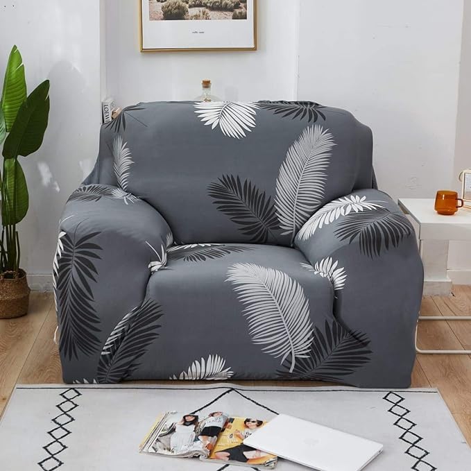 Furshine Universal Polyester Blend & Spandex Sofa Cover Big Elasticity Cover for Couch Flexible Stretch Sofa Cover | Slipcover | 120 GSM (Grey Fern, Single Seater (90-145cm)) (B0D2L6JHHF) Amazon Price History, Amazon Price Tracker