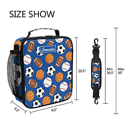 Runningbear Custom Football Baseball Basketball Soccer Lunch Bag Personalized Reusable Insulated Lunch Box Bag With Adjustable Strap Portable Bag Organizer For Adults, Kids, Prepschool #TOP4