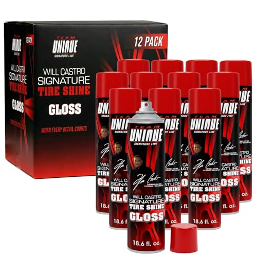 TEAM UNIQUE Tire Shine Gloss – 18.6 fl oz (Pack of 12) | High-Gloss Tire...