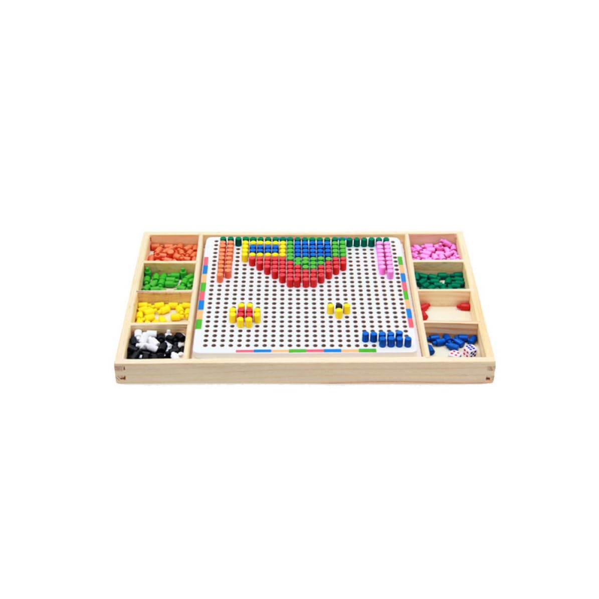 Vaguelly Gioco Puzzle Chiodini a Forma di Fungo in Legno Bianco, Giocattolo Educativo per Coltivare Riconoscimento dei Colori e Stimolare la Creatività, Adatto per Compleanni e Vita