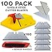 Fixson Utility Knifes Replacement Blades, (100 Pack) Spare Blade Pack with Utility Knife Included.
