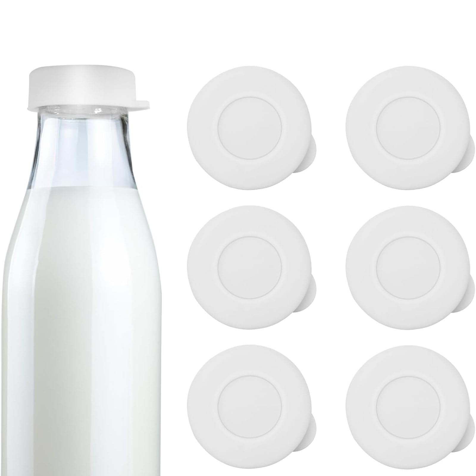 Amazon.co.jp: 6パックシリコンボトルキャップ牛乳と飲み物用の多目的 