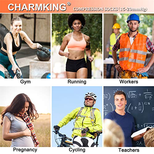 Feyhay Copper Compression Socks (8 Pairs) 15-20 Mmhg Is Best Graduated Athletic & Daily For Men & Women Running Travel Nurses Pregnant - Boost Performance, Blood Circulation & Recovery(L/Xl #TOP4