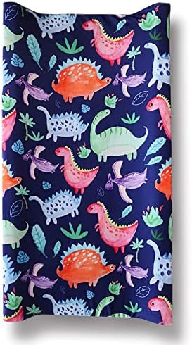 Changing Pad Cover, Dinosaur Changing Table Pad Cover Boys, Jersey Knit Newborn Changing Table Sheets, Cute Stretchy Breathable Soft Baby Shower, Blue