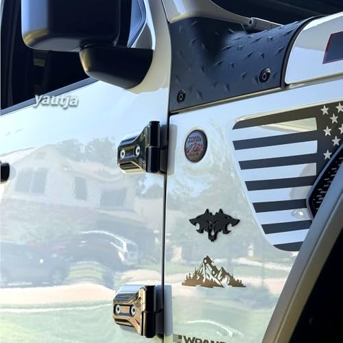 Image of Yautja 3D Metal Cerberus Badge Sticker Wolf Head Matte Black Emblem Decals | Cyberbeast Emblem, Wolf Pack Emblem Decal, Zinc Alloy Rear Side Front Badge, Universial Decorative Decal for Cybertruck Motor