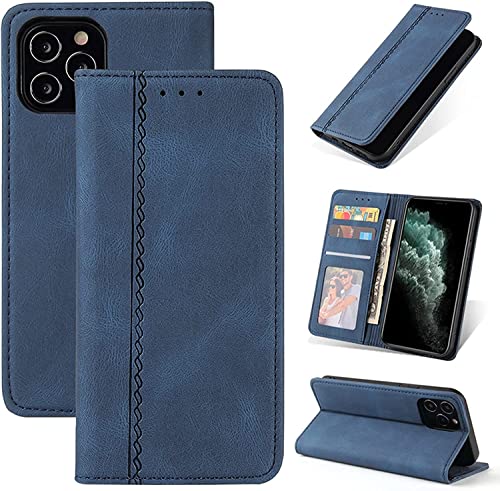 Étui en cuir PU de qualité supérieure pour iPhone 14 Pro Max finition folio bleu - 2