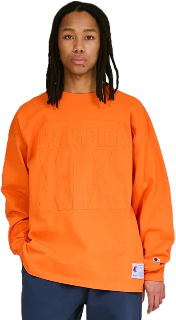 STONE  オレンジ 長袖カットソー Amazon | 長袖Tシャツ 長袖 丸首 綿100％ Loose Fit グラフィックロゴ