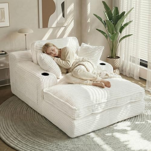 67" Oversized Chaise Lounge Chair Indoor, Soft Boneless Cloud Cou...