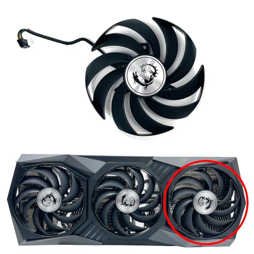 MSI RTX 3060-3090 Ti GAMING X TRIO Replacement Fan for MSI Graphics Cards, Air Cooling, 90mm, 12V, 4-Pin Graphics Card Cooler, VGA Card Replacement Fan (MS-3K-TRIO-F/c)