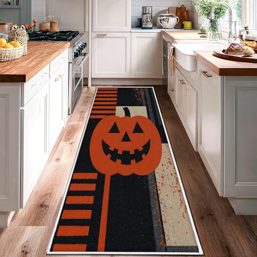 Tapis rectangulaire à poils courts design citrouille d'automne - 4