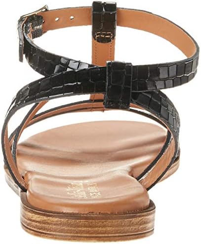 Bella Vita Made in Italy Women's Strappy Sandal Flat, Black Croco Italian Leather, 7.5 X-Wide | Image 2