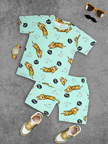 Image of Boys Halfsleeves Cotton Solid /Printed T-Shirt & Shorts Summer Co-ord Set /Clothing Set /Casual wear