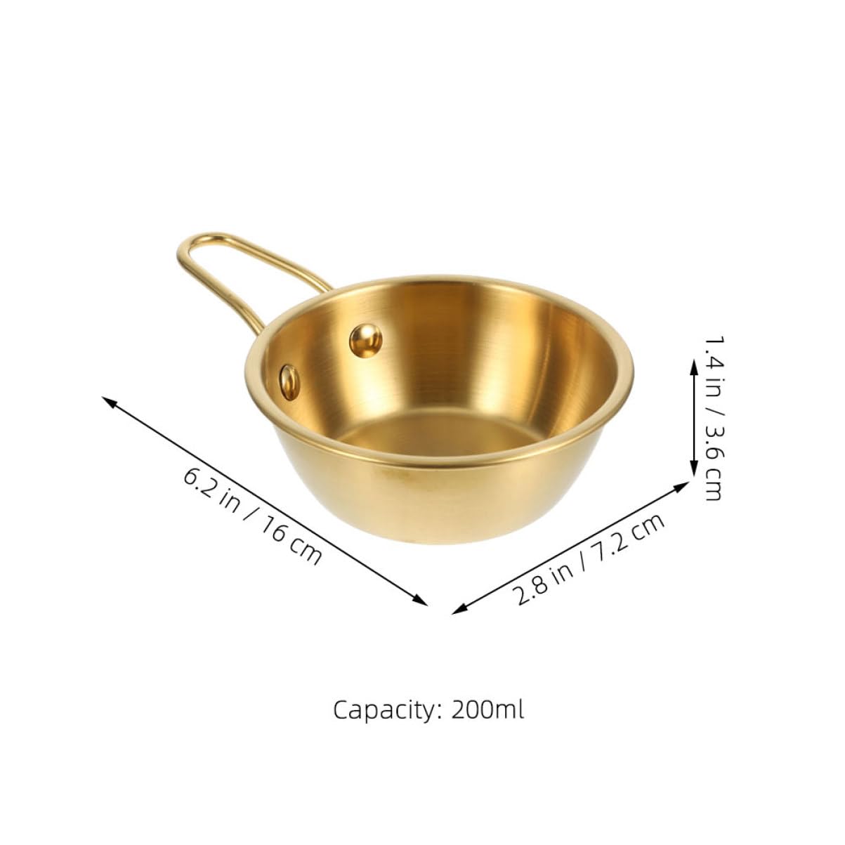 Alipis Versatile Condiment Bowl Stainless Steel Single Handle Sauce Bowl for Korean Makgeolli 200ml