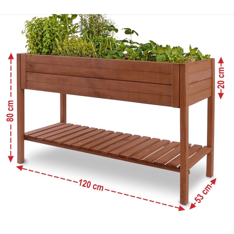 BB Loisir Carré Potager sur Pied en Bois de pin Massif avec étagère Stable et Toison intérieure XXL