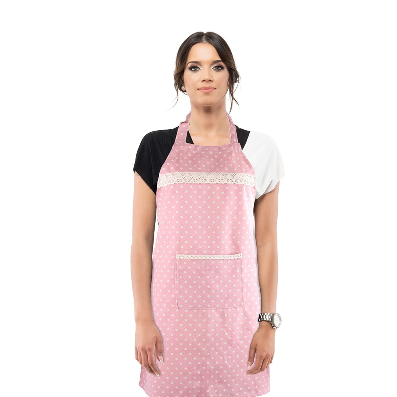 Queenie® - 1 Pc Cotton Polka Dot Apron for Women Chef Apron for Cooking One Size Fits All