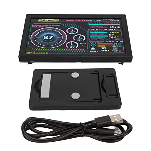 Image of ASHATA 5in Computer Temp Monitor, PC CPU RAM Data Monitor for Linux, PC Temperature Display for PC ARGB Computer Case Secondary Screen, IPS USB Mini Screen