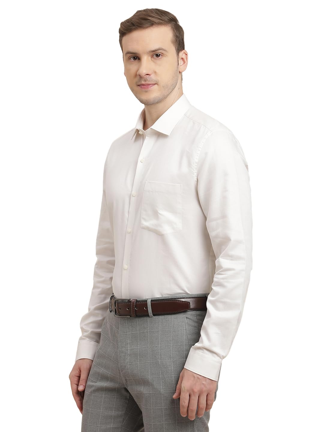 Turtle Camicia formale da uomo 100% cotone slim fit con stampa Dobby a maniche lunghe
