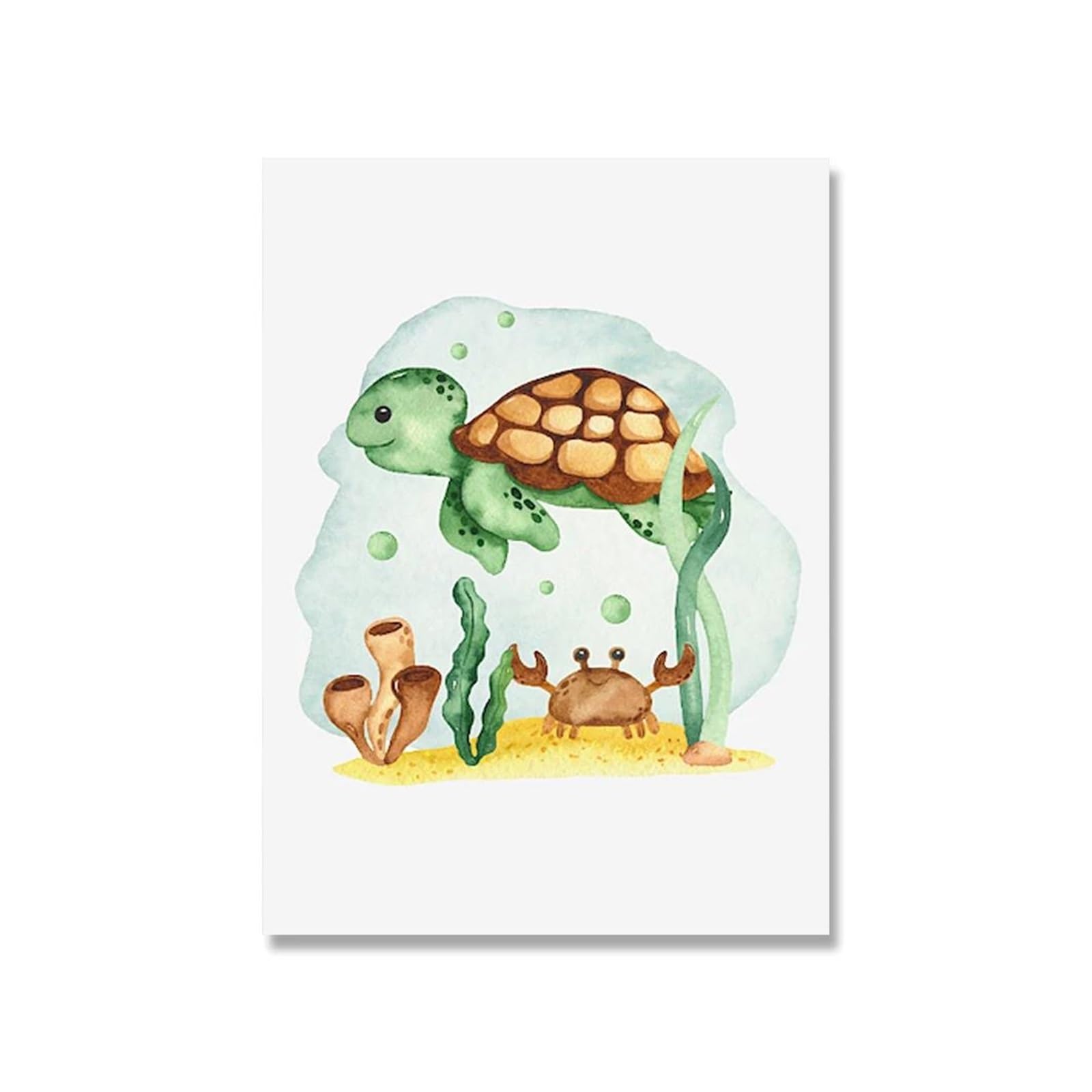 BYAMBD Aesthetic Pictures Cartoon Octopus Seahorse Turtle Creatures Canvas Painting Nordic Posters And Prints Wall Art Pictures Baby Kids Room Decor(B,50x70cm)