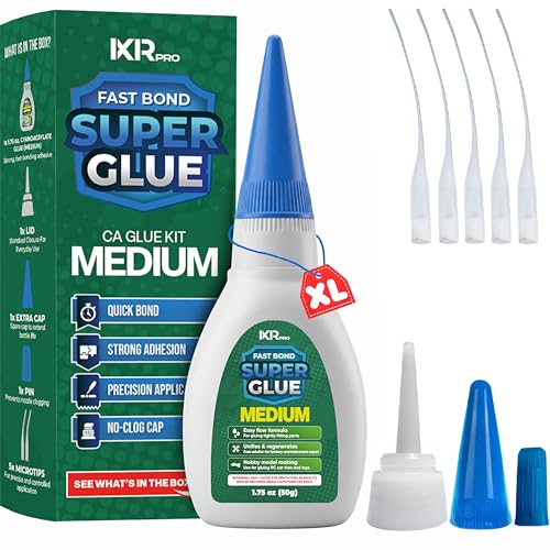 CA Glue Medium Viscosity Kit 1.75 oz. Cyanoacrylate Glue Super Glue for Everyday Repairs Woodworking Plastic Ceramic and DIY Crafts Quick-Drying Multi-Purpose Adhesive with Easy Application
