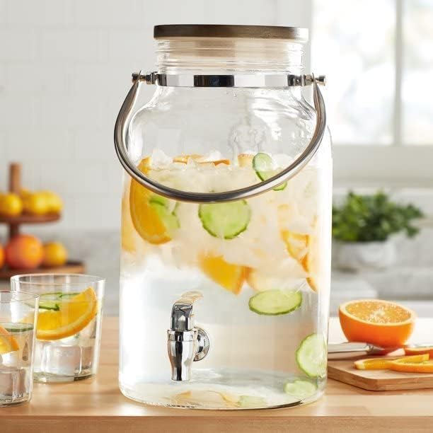 Claudelle Glass Juice Dispenser Water Pitcher for Detox Water, Mason Jar Style with Airtight Lid, Ideal for Infused Water, Counter Table Top & Beer Dispenser" (Glass Dispenser 5.5L) (B0DH26F7XT) Amazon Price History, Amazon Price Tracker