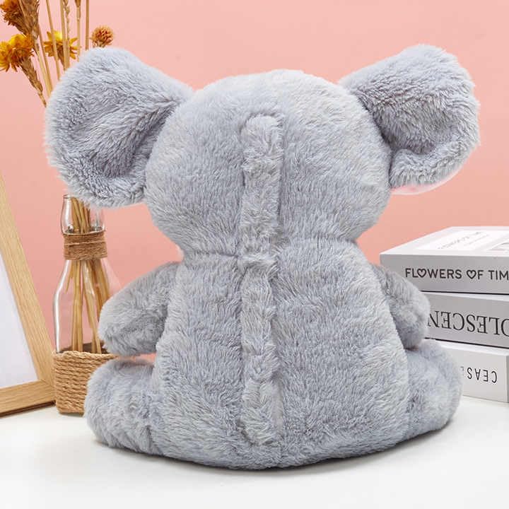 Image of Cute Breathing Elephant Teddy Bear for Kids Super Soft Plush Huggable Toy - 32 cm (Grey)