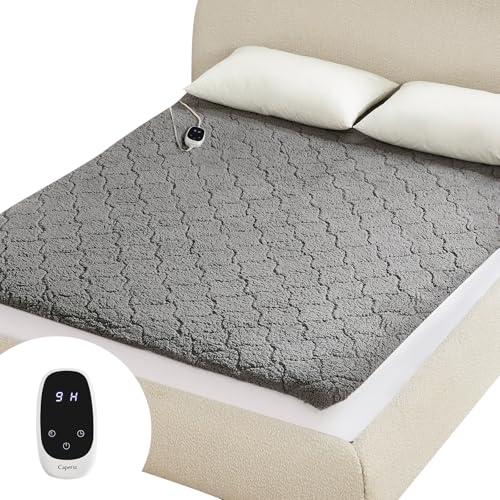 Caperia Heated Mattress Pad Twin XL Electric Mattress Pad with 9 Heat Settings Memory Function Fast Heating 1-12 Hours Auto Off Deep Pocket Machine Washable 39x 80 Black