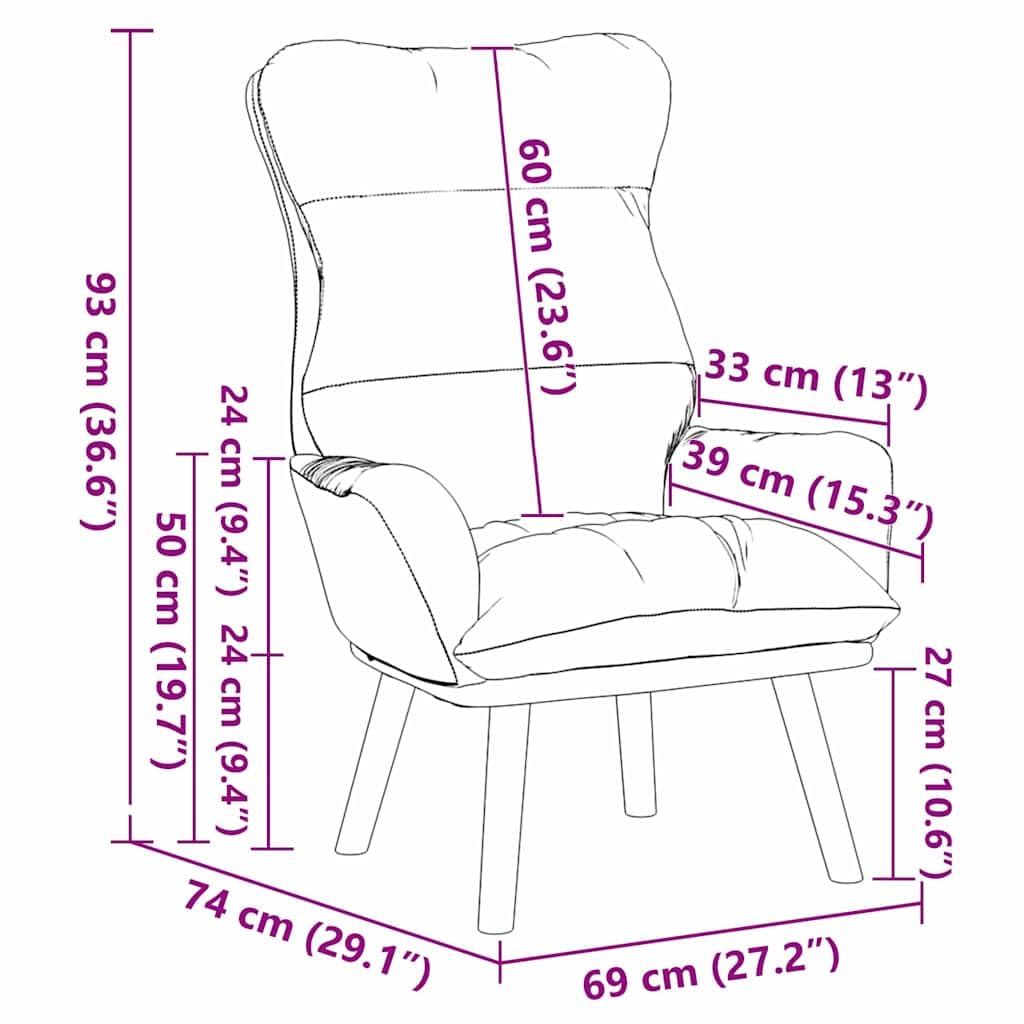 Krzesło relaksacyjne, czarne, 69 x 74 x 93 cm, aksamitne obicie, nogi z litego drewna, nowoczesne wzornictwo, ergonomiczny, przytulny fotel do salonu, sypialni, biura
