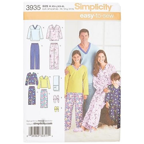 Simplicity S3935 Family Sleepwear Sewing Pattern, Women's, Men's & Children's Pajamas, Sizes…
