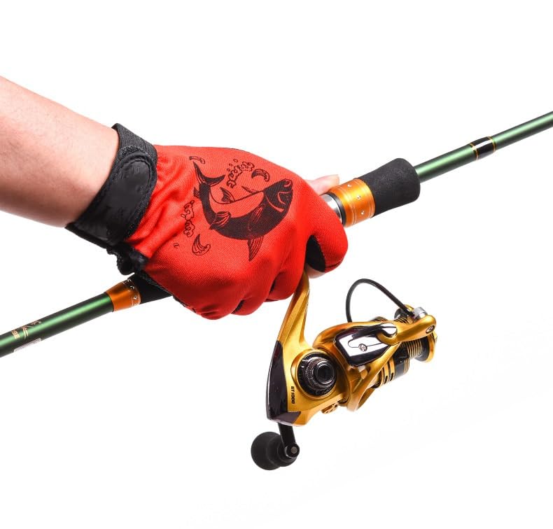 DTECGOUG Anti Slip Quick Drying Fishing Gloves with 3 Fingers, Flexible and Breathable Nylon Surface, with Anti Slip Points, Suitable for Outdoor and Flying Fishing for Men and Women (Green)