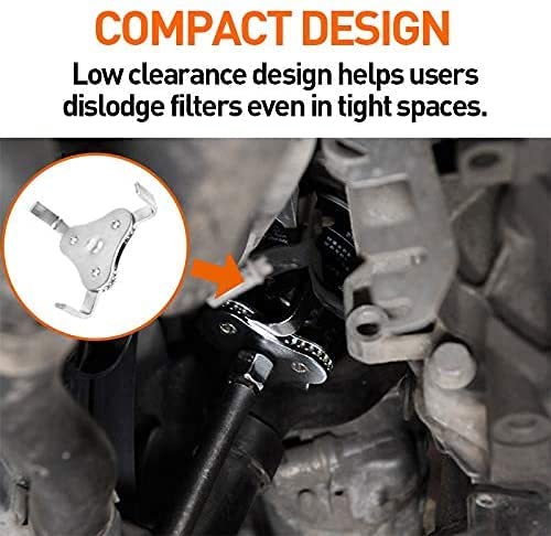 Easyuse Adjustable Oil Filter Wrench,Filter Removal Tool, 3/8"&1/2 Square Drive Socket,3-Jaw Design,Universal Oil Filter Wrench #TOP6