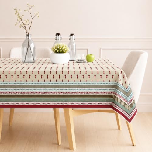 Image of STITCHNEST Cotton Slub Table Cover for 6 Seater Dining Table|54 x 78 Inches, Digitally Printed|Durable, Washable & Fade-Resistant Fabric