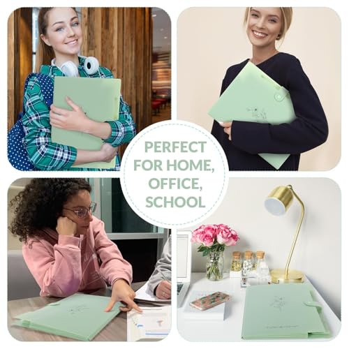 Image of SKYDUE Expanding File Folder with 5 Pockets, Aesthetic Accordion File Organizer, Portable Document Paper Bill Receipt Organizer, School Office Supplies, Letter /A4 Size, (1, Pea Green)