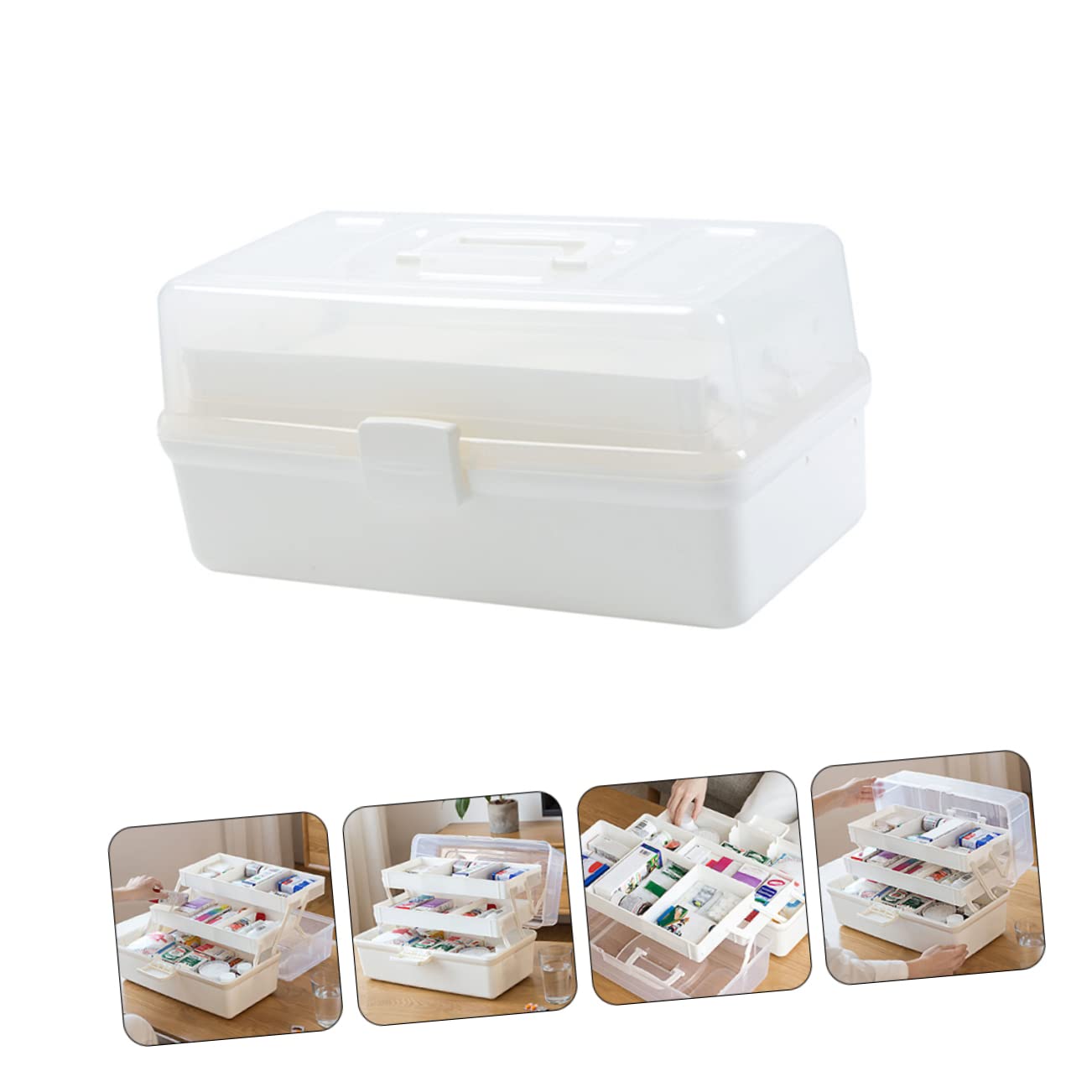 1pieza Botiquín De Primeros Auxilios Portátil Organizador De Medicinas Caja De Almacenamiento Multifuncional para Hogar Maletín Médico De Asa para Emergencias y Organización