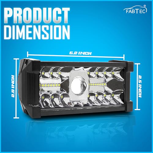 Image of FABTEC 6 Inch Led Bar Light 33 Led with hyper Lens Versatile Off Road Spot & Flood Beam Led Fog Light for Bikes and Scooties with On /Off Switch (White Set of 2) (33 Led 7 Inch)