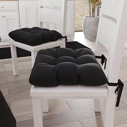 PETTI Artigiani Italiani - Cuscini per Sedia Cucina, Set 6 Cuscini per Sedie Cucina, Coprisedie Cucina in Cotone con Laccetti, Nero, 100% Made in Italy - 2