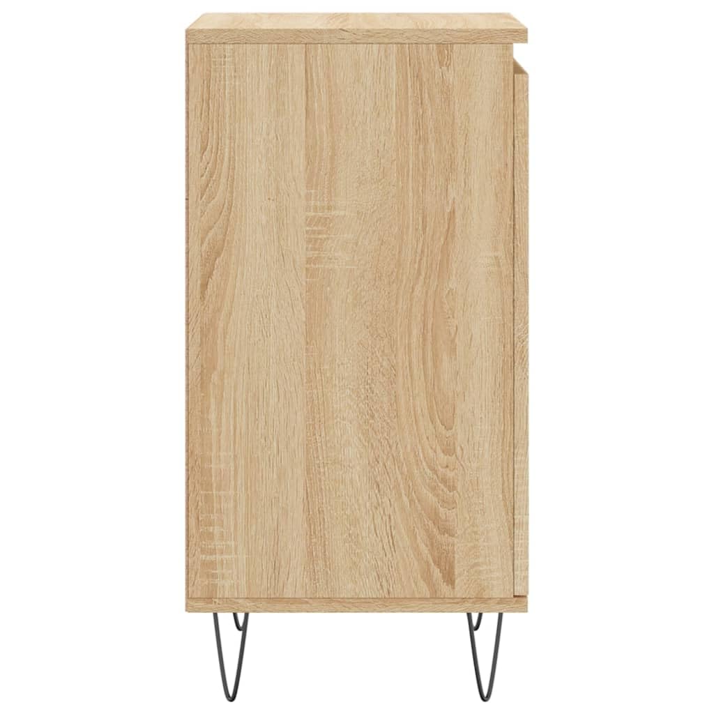 Aparador de madera de roble Sonoma moderno con patas de metal y dos compartimentos, aparador duradero con superficie lisa para el salón con superficie de presentación