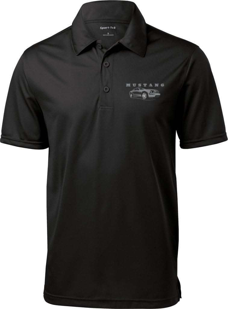 Buy Cool Shirts Mens Ford Mustang with Grill (Pocket Print) Textured Polo Shirt