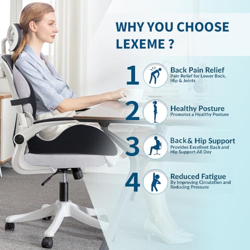 Lexeme X Large Memory Foam Seat Cushion Lumbar Support Pillow For Sciatica & Tailbone Pressure Relief Coccyx Pad For Office Chair thumb #1