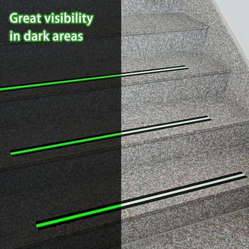 Image of Anti Slip Tape for Stairs Waterproof, Heavy Duty Anti Skid Grip Tape for Bathroom Floor, Tiles & Granite Steps, Glow in The Dark Radium Safety Tape for Staircase, Non Slip (2Inch X 5meter) (Pack OF 1)