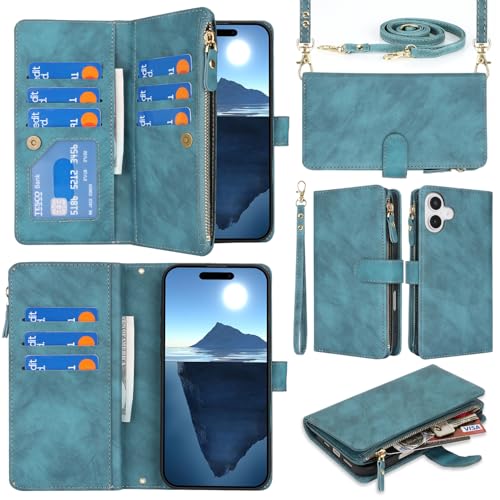 Eastwave �A�C�t�H�� 16 Plus �P�[�X For iPhone 16plus ��|���P�[�X For iPhone16plus �蒠�^ ���z�^ IC�J�[�h �R�C���|�P�b�g �X�g���b�v�t�� �J�[�h ���[ ���K���� �t�@�X�i�[�|�P�b�g�t�� PU���U�[
